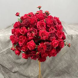 No stand)decoration Wholesale Fancy Red Flower Ball For Wedding Decoration Artificial Flower Ball Table Centerpiece imake597