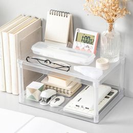 Kitchen Storage Bathroom Shelves Fashion Makeup Home Rack Double Shelf Simplicity Plastic Removable Combinable Transparent