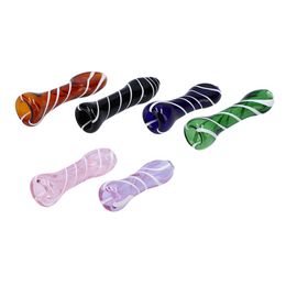 Smoking Colourful Pyrex Thick Glass White Striped Dry Herb Tobacco Philtre Catcher Taster Bat One Hitter Pipes Portable Handpipes Mouthpiece Cigarette Holder DHL