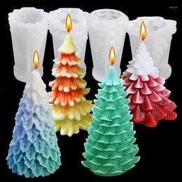 Christmas Decorations Large 3D Tree Candle Silicone Mould DIY Gypsum Soap Resin Ice Baking Pine Home Decor Festival Gifts