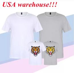 DHL sublimation blank T-shirt heat transfer shirt white grey color polyester shorts sleeve crew neck clothes bb0218
