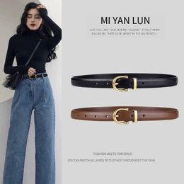 Belts Adhesives Net red antique real cow leather women's belt simple fashion versatile Korean skirt