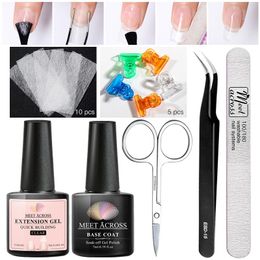 Nail Art Kits MEET ACROSS Quick Extension Gel Polish Set Transparent Builder With Files Scissors