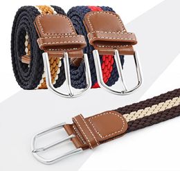 Belts Fashion 15 Colour Elastic Stretch Waist Belt Canvas Braided Woven Leather Metal Men / Women