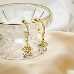 Dangle Earrings Fashion Fan-shaped Rhinestone Drop Luxury Shiny Full Korean For Women Wedding Jewellery Gift