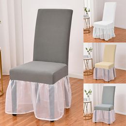 Chair Covers Milk Gauze Skirt Cover Solid Colour Chairs European Wedding Banquet Elastic Seat Cushion