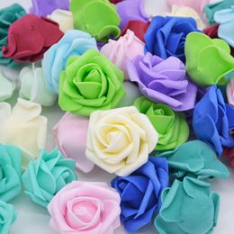 Decorative Flowers Wreaths 4CM 20PCS Artificial Flowers Wedding Decoration PE Foam Rose Flower Head DIY Scrapbooking Fake Flowers Bouquet Home Decor T230217