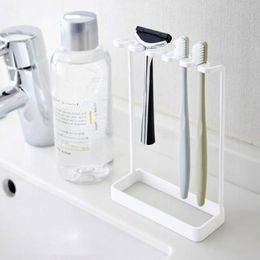 Toothbrush Holders Stand Type Metal Holder Hanger Bathroom Tooth Brush Toothpaste Razor-Organizers Rack Accessories 230217