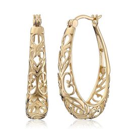Hoop Earrings & Huggie Fashion Heart-shaped Hollowed-out Floral Classic Women Gold Silver Colour Earring Jewellery For Female Party Gift