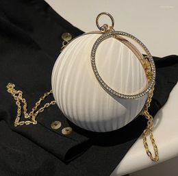 Evening Bags 2023 Round Circular Bag Clutches Bridal Women Banquet Party Chain Shoulder Ladies Socialite Wristlets Handbag Purses