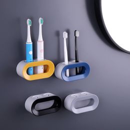 Toothbrush Holders Double Hole Electric Holder Rack Punch-free Storage Hanger Bathroom Accessories Organiser 230217