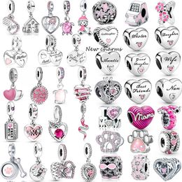 New Charms Beads Love Mom Heart Split Dangle Pendants Fit Original Bracelet DIY Women Jewelry Gift