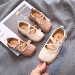 Flat Shoes Spring Autumn Leather Girls Princess Butterfly Mary Janes Beige Pink For Kids Flats Child Shoe Baby Toddlers