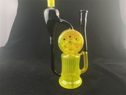 American yellow and black glass cycle oil bong pipe 18mm joint welcome to order