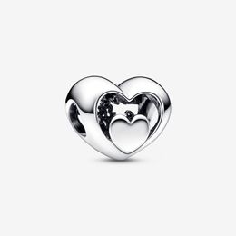 Charms 925 Sterling Silver Openwork Heart & Script Charms Fit Original European Charm Bracelet Fashion Women Wedding Engagement Jewelry Accessories