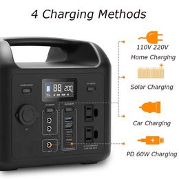 AC Portable Power Station 300W for A Campervan RV 110V 220V Energy Storage Power Supply Solar Generator Pure Sine Wave Outdoor