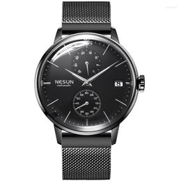 Wristwatches NESUN Men's Waterproof Stainless Steel Automatic Mechanical Watch Top Luxury Sports Business Calendar Luminous Watches2023