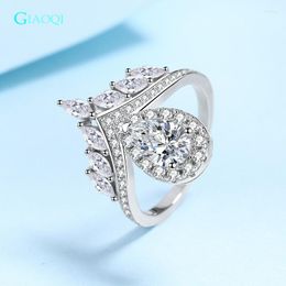Cluster Rings GIAOQI Original 925 Silver Diamond Past Brilliant Cut 1 D Color Water Drop Moissanite V Ring Princess Jewelry