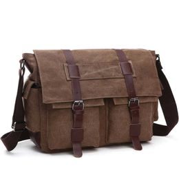 Umhängetaschen Herren Business Messenger Bags für Herren Umhängetasche Vintage Canvas Umhängetasche Pack Retro Casual Büro Reisetasche 230210