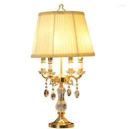 Table Lamps Modern Clear Crystal Lamp Bedroom Bedside Desk Fabric Shade Deco D40cm H70cm Classic Decoration LED