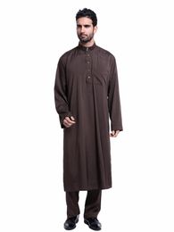 Men's Tracksuits Solid Color Casual Fashion Pakistan Saudi Arabia Men Robe Suit Robes Muslim Arab MenMen's