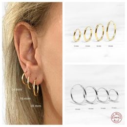 Hoop Earrings & Huggie Aide 925 Sterling Silver Gold Circle For Women Birthday Party Simple Noble Fine Jewellery Gift 12/14/16/18mmHoop Farl22