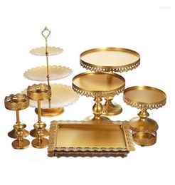 Herramientas Bakeware 12 PPCS Fondant Cupcake Cake Stand Set Crystal Soporter Poster Party Fiest Wedding Gold Accessory9483649