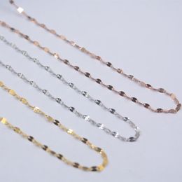 Chains Real 18K Gold Necklaces For Women Rose White Yellow Chain Jewellery Lip-shaped 1.4mm 16inch 18inchChains