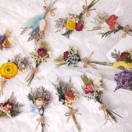 Decorative Flowers Wreaths Mini Dried Flower Bouquet Small Milk Bottle Arrangement Table Decoration Letterbox Gift Pampas Bunny Tails Boho Wedding Decorate