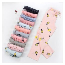 Women's Sleepwear Home Pants Bottoms Pajamas Cotton Trousers Products 2023 Sleeping Lounge Plus Size Knitwear Female Nightwear Candy