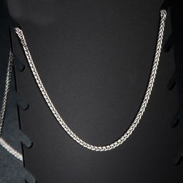 Chains Pure AU750 18K White Gold Necklace Women Wheat Chain Link P6254Chains