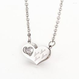 Pendant Necklaces Fashon 316L Stainless Steel Pendants Heart Crystal For Womens Love Accessories 2 Colors