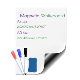 Whiteboards Soft Magnetic Whiteboard for Notes Refrigerator Magnet Calendar Memo White Board Child Drawing Marker Shopping List A4 A5 Size 230217