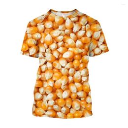 Men's T Shirts Jumeast 3D Corn Kernels Printed Men T-shirts Aesthetic Loose Smooth Grunge Y2K Alternative Youth Edgy Clothing T-shirty