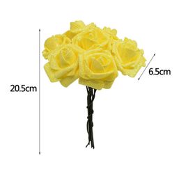 Decorative Flowers Wreaths 6cm Golden Red Rose Artificial Flowers Glitter Powder Rose Flower Bouquet for Wedding Bridal Shower Decor Baby Shower Home Decor T230217