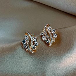 Stud Earrings 2023 Cut Trendy Women Crystal Flowers For Gold Colour Modelling Jewellery