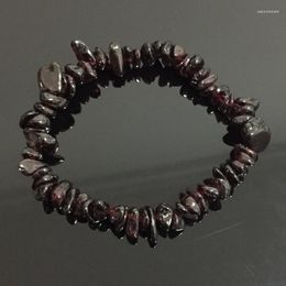 Strand Women Bracelets Healing Balance Raw Nuggets Natural Real Garnets Quartz Chip Stone Beads Meditation Jewellery