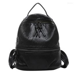 School Bags Soft Washed Leather Women Backpacks Small Black For Teenage Girls Schoolbag Mochila Feminina Travelling Daypack Bolsa