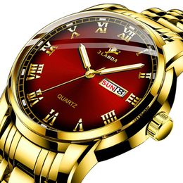Wristwatches Top Men Watch Waterproof Casual Man Watches Relogio Masculino Luminous Gold Stainless Steel Band Calendar