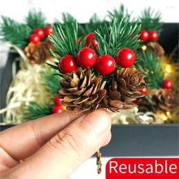 Decorative Flowers 10Pieces Artificial Pine Needle Christmas Picks Gift Wrapping Decorations For Tree Ornaments Party Supplies