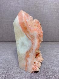 Decorative Figurines Natural Red Calcite Tower Free Form Tumble Slab Crystal Mineral Madagascar Healing Palm Workmanship Ornament Carving