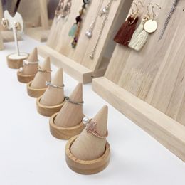 Jewelry Pouches Fashion Solid Wood Ring Display Stand Holder Finger Point Rack