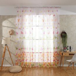 Curtain & Drapes Butterflies Voile Curtains Divider Window Drape Panel Sheer Romantic For Living Room Screening