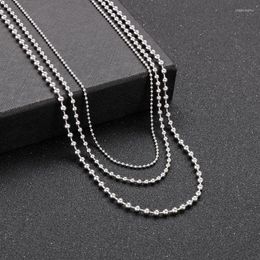 Chains Simple Ball Link Chain Long Necklace For Men Women Silver Colour Stainless Steel 3 Layers Male Collar Choker Whoselase Jewellery