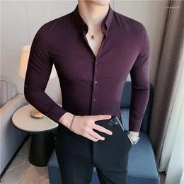 Men's T Shirts Camisas Ajustadas Para Hombre De Manga Larga Simples Informales Oficina 2023