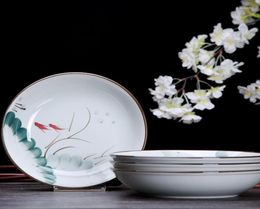 Platos japoneses debajo del plato de cerámica acristalada plato pintados a mano