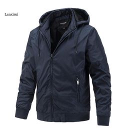 Men's Jackets Windbreaker Jacket Spring And Autumn Men Outdoor Military Solid Color Hooded Hoodie Polyester CoatMen's