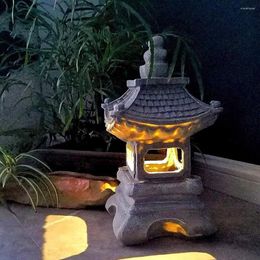 Pastoral Solar Landscape Lighthouse Resin Pavilion Sculpture Garden Lawn Furnishings Crafts Courtyard Villa Ornaments Decoration