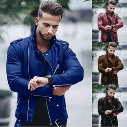 Men's Fur & Faux Autumn And Winter European American Fashion Leather Lapel Zipper Motorcycle Jacket JacketMen's