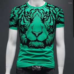 Camisetas masculinas tigre tigre tigre camiseta homme verão relando homens de manga curta Camise